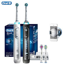 Oral-escova de dentes elétrica b 9000, conexão bluetooth, 3d, detecção de posição sônica, limpeza, 6 modos, smartring, led, recarregável 2024 - compre barato