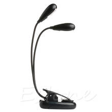 Flexible 2 Dual Arms Clip On 4 LED Light Lamp for Book Reading Tablet Lamp 2024 - buy cheap