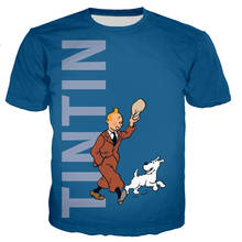 Tintin-Camisetas estampadas en 3D para hombre y mujer, ropa informal Harajuku, de calle, envío directo 2024 - compra barato
