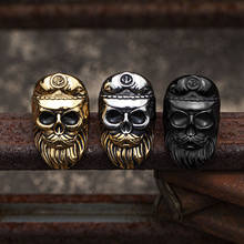 Valily Punk Beard Skull Rings  Stainless Steel Men Ring Vintage Skeleton Navy Hat Ring Male Jewelry Gold Color Biker Jewelry 2024 - buy cheap