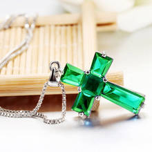 Classic Cross Design Pendant Necklaces Women Necklace Created Emerald Stone Fashion Crucifix Necklace Women Jewelry Gift 2024 - buy cheap