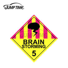 Jump Time 13 x 13cm For Brain Storming Pink Yellow Warning Sign Funny Car Stickers Decal Car Accessories Suitable for VAN RV 2024 - buy cheap