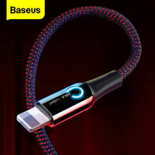 USB-кабель Baseus со светодиодной подсветкой для iPhone XS Max XR X 8 7 6 S Plus SE, автоматическое отключение, 2,4 А, кабель для быстрой зарядки и передачи данных 2024 - купить недорого
