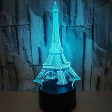 С принтом "Эйфелева башня" 3D лампа светодиодный ночной Светильник 3D Иллюзия ночник лампа настольная лампа для дома светильник ing 7 цветов Изменение для Детский подарок 2024 - купить недорого