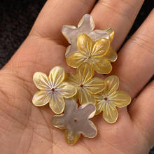 20mm Yellow Natural Mother Of Pearl Shell Beads Carved Flower Charms DIY Loose Beads for Jewelry Making Accessories 1Pcs 2024 - buy cheap