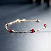 DAIMI 14k золото инъекции Рубин Браслет подлинные драгоценные камни браслет из Гипсофилы для девушки 2024 - купить недорого