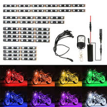 12pcs/set Motorcycle LED Neon Strip Lamp RGB 15-colors Remote Control Under Glow Lights 5050SMD LED Car Decorative Light Strip 2024 - compre barato