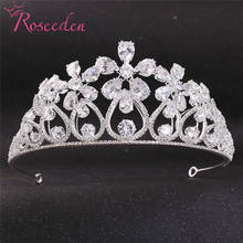 Romantic Cubic Zirconia Bridal Bridesmaid Tiara crystal Headband Women wedding hair Jewelry accessories Diadem RE3768 2024 - buy cheap