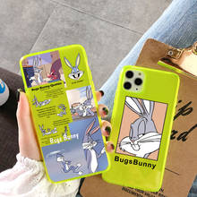 Флуоресцентный чехол для телефона Crazy Bugs Rabbit для iPhone 11 Pro XS Max 7 8 Plus Чехлы для iPhone X XR SE 2020 неоновый прозрачный мягкий чехол 2024 - купить недорого