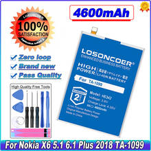 LOSONCOER-baterías de teléfono HE342 HE361, 4600mAh, para Nokia X6 2018 6,1 Plus TA-1099 X5 TA-1109 5,1 Plus 2024 - compra barato