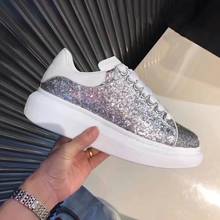 Designer Shoes Luxury Brand Wedges White Thick Soles Sneaker Women Sequins Glitter Sneakers Women's Loafers Fashion Flats Female 2024 - buy cheap