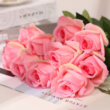 Rosas artificiales para decoración de jardín, flores falsas de color rosa y blanco, suministro de boda, 10 unids/lote 2024 - compra barato