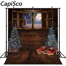 Cabine rústica para fotografia, artesanal, para fundo de natal, piso de madeira, janela, estúdio fotográfico 2024 - compre barato