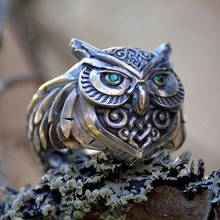 Vintage Owl Men Rings Ancient Silver Color Personality Design Chunky Finger Ring for Women Punk Gothic Hip Hop Jewelry Gift 2024 - купить недорого