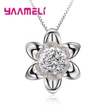 Hot Fashion Fantastic Sunflower Pendant Necklace Sweet 925 Sterling Silver Cubic Zirconia Stone and Ball Round Pearl Jewelry 2024 - buy cheap