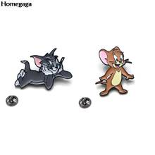 Homegaga gato e mouse liga de zinco gravata pinos emblemas para camisa saco roupas mochila sapatos broches medalhas medalhas decorações d1515 2024 - compre barato