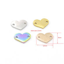 Multicolor  Stainless Steel Blank Heart Charm Connector For Bracelet 2 Hole Mirror Polished Wholesale 20pcs 2024 - compre barato