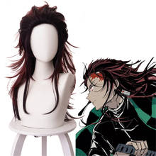 Anime Demon Slayer Kimetsu No Yaiba Cosplay Wigs Kamado Tanjirou Wig Long Heat Resistant Synthetic Hair + Free Wig Cap 2024 - buy cheap