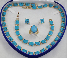 Turquoise stone necklace bracelet earring ring set 2024 - buy cheap