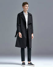 Fashion Tactic Over-the-Knee Long Trench Coat Men's Spring New Style England Loose and Plus-sized Jacket Exta-long Overcoat 2024 - buy cheap