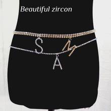 Cadena de cintura con diamantes de imitación brillantes para mujer, cadena de cintura con 26 letras de cristal de lujo, A-Z, bikini, regalo de joyería 2024 - compra barato
