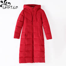 UHYTGF Female down cotton jacket Fashion long Winter Coats Plus size Lady clothing Jackets Parka Women thick Snow Wear Coat X384 2024 - buy cheap