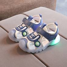 Sandálias esportivas infantis, novo modelo de verão com luz de led, dedo do pé e sola macia, para meninos e meninas 2024 - compre barato