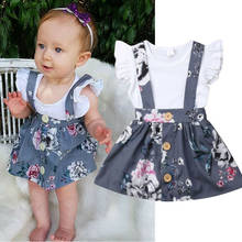Ropa Floral para niña pequeña, Tops, camiseta + falda, trajes 2024 - compra barato