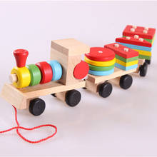 Children Wooden Train Building Blocks Educational Car Toys Geometric Shape Color Matching Game Congnitive Toddler Birthday Gifts 2024 - buy cheap