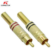 Conector macho RCA chapado en oro, adaptador de Cable de soldadura RCA, conectores RCA, rojo + negro, 2 uds./1 par 2024 - compra barato
