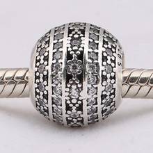 S925 Silver  Bead DIY Jewelry Glittering Shapes Charm fit Women Bracelet Bangle Girl Gift Clear CZ Crystal 2024 - buy cheap