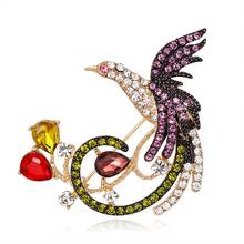 Vintage metal strass phoenix pássaro broche para mulher colar pinos de metal corsage animal broche emblemas jóias acessórios 2024 - compre barato