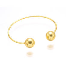 Pulseira aberta simples com bola redonda, joia com abertura para mulheres, meninas, festa, moda, presente 2024 - compre barato