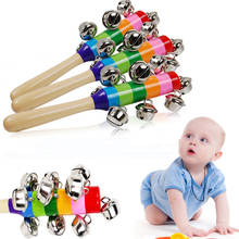 Baby's Bell Rattle Rainbow Shaker Stick Educational Toy Handle Wooden Activity Bell Ring Rainbow Musical Instrument 2024 - buy cheap