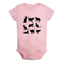 Colección de lindos gatos negros, no Me tocan, diseño de gato, trajes para recién nacidos, mono con estampado infantil, ropa 2024 - compra barato