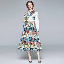 Fashion Designer Elegant Print Suit Set Women's Long Sleeve Shirts Top + Hight waist Skirt Female Autumn Casual 2 Piece Set 2024 - buy cheap
