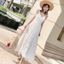 Retro New Summer Women High Waist White Lace Sundress Female Long Sexy Girl Party Vacation Korean Vintage Strap Maxi Beach Dress 2024 - buy cheap