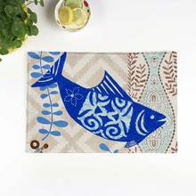 Ocean sea animals fish Turtle octopus pattern Placemat cotton Linen Table Mat Decoration home Kitchen dinner coffee Dining Pads 2024 - buy cheap