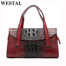 WESTAL Genuine Leather Women's Handbag Vintage Designer Luxury Brand Crossbody Bag Lady Shoulder Bag Crocodile Pattern Bag 99343 2024 - buy cheap