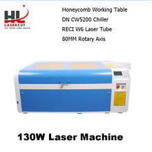 Reci w6 130w 1060 máquina de corte gravação a laser co2 cortador a laser autofocus cw5200 eixo rotação 2024 - compre barato
