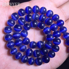 INK blue Cat's Eye Stone Natural Opal Round Loose beads for Handmade bracelet Jewelry making 4/6/8/10/12MM 15'' 2024 - buy cheap
