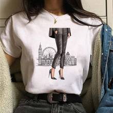 Camisetas con estampado gráfico de tacón alto para mujer, ropa para mujer, Tops de moda de estilo de los 90, camisetas para mujer 2024 - compra barato