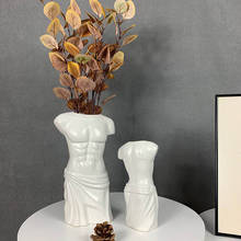 Vaso artístico para mulheres, vaso branco, preto, músculo, metade do corpo, para flores, colecionáveis, nórdico, decoração de casa, presente 2024 - compre barato
