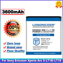 LOSONCOER 3600mAh BA750 Use For Sony Ericsson Xperia Arc S LT18i LT18 Xperia Arc Anzu LT15i X12 LT15 High Capacity Phone Battery 2024 - buy cheap