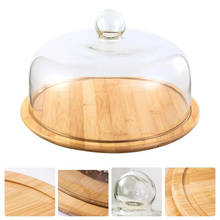 Wood Serving Tray Storage Plate With Glass Cover Dessert Dishes Dining Room Tableware Household Breakfast Food Cake Pastry 2024 - buy cheap