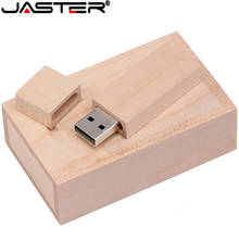 Jaster usb 2.0 pendrive de madeira + caixa logotipo personalizado usb flash drive 4gb 8gb 16 32gb 64gb fotografia melhores presentes 2024 - compre barato