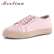 Meotina Women Shoes Round Toe Flats Shoes Cross Tied Casual Footwear Mixed Colors Flat Shoes Ladies Spring Autumn Beige Pink 2024 - buy cheap