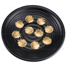 Pingentes de concha brilhante de bronze bruto, componente de pingente em concha para fazer colar de brincos, 10 a 1000 peças 2024 - compre barato
