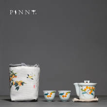 PINNY Hand Painted Lute Ceramic Portable Tea Set 140ML Grab Pot With Bag Travel Kung Fu Tea Set 1 Pot 2 Cups 2024 - buy cheap