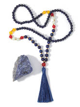 Collar de cuentas de piedra de lapislázuli Natural oaite para mujer, colgante semiprecioso bohemio, collar para mujer, regalo, triangulación de envíos 2024 - compra barato